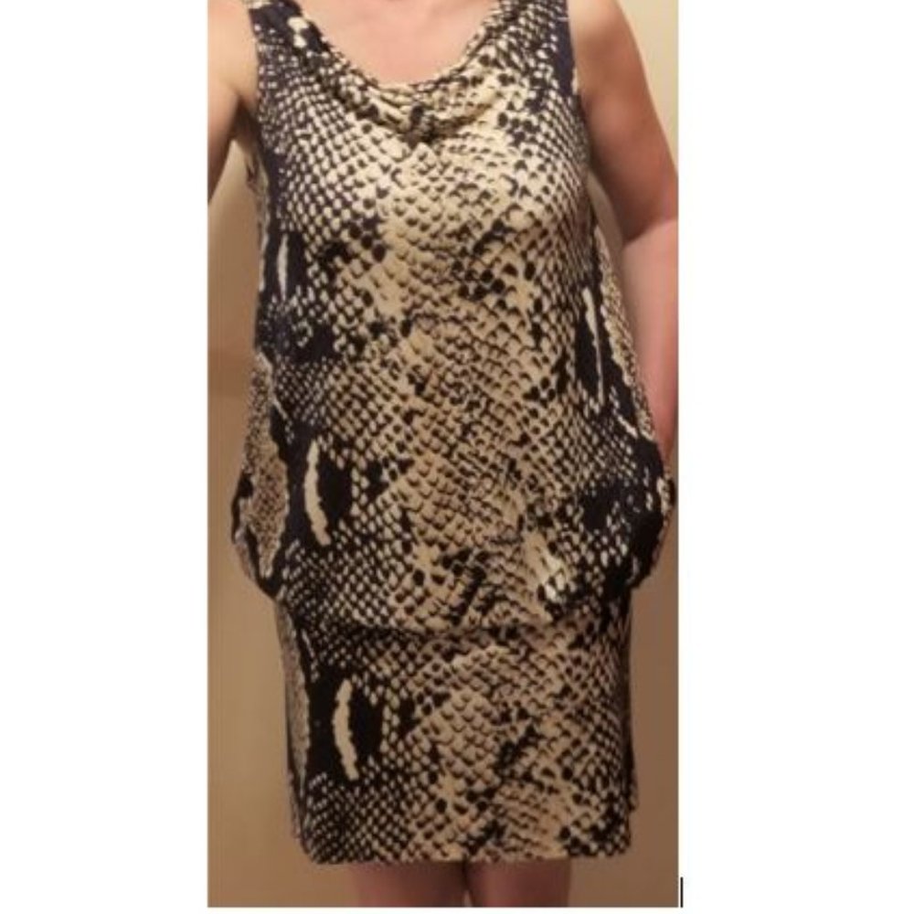 DVF Animal Print cowl neck sleeveless dress, sz8/10